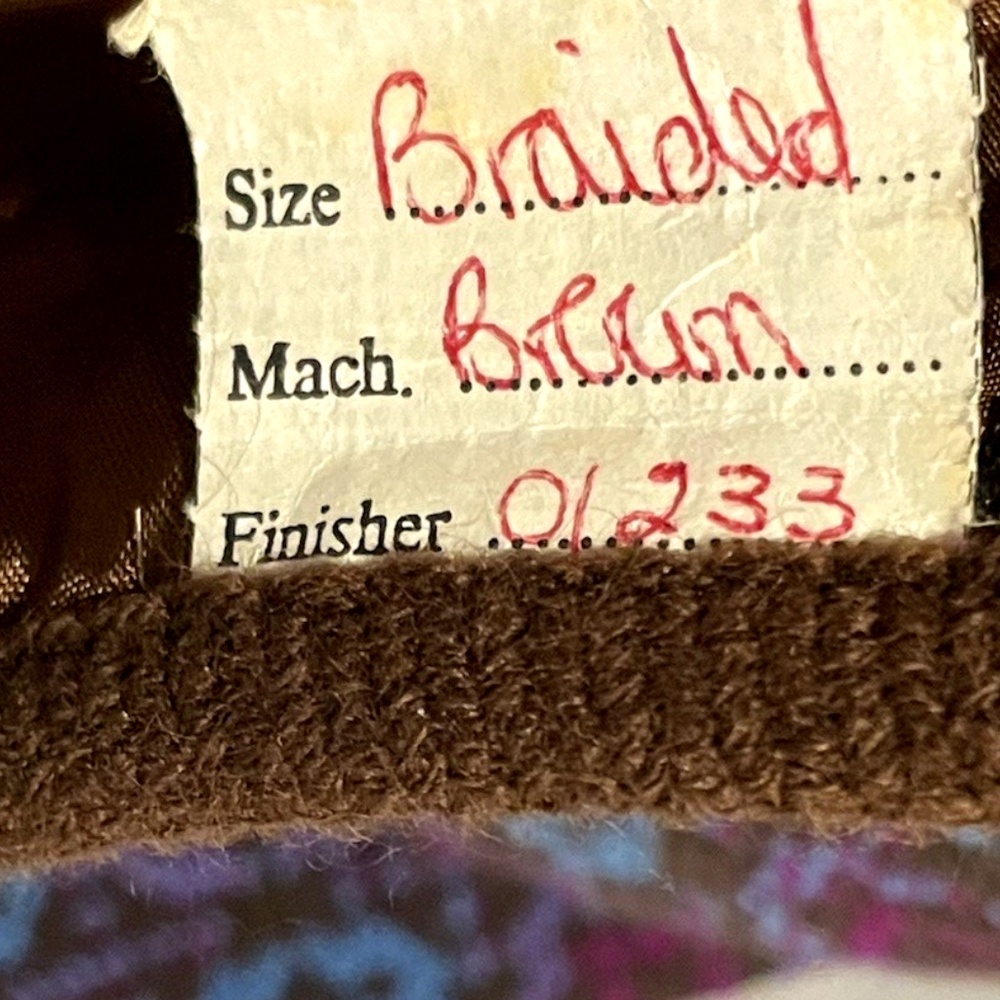 VTG Coracle Cape Woman’s Welsh Tapestry Purple/Turquoise/Brown Wool Mod 60-70s - Picture 6 of 7